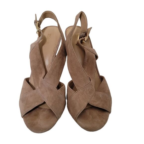 Michael Kors Tan Suede Becky Sandal Heel 10M - Picture 4 of 9